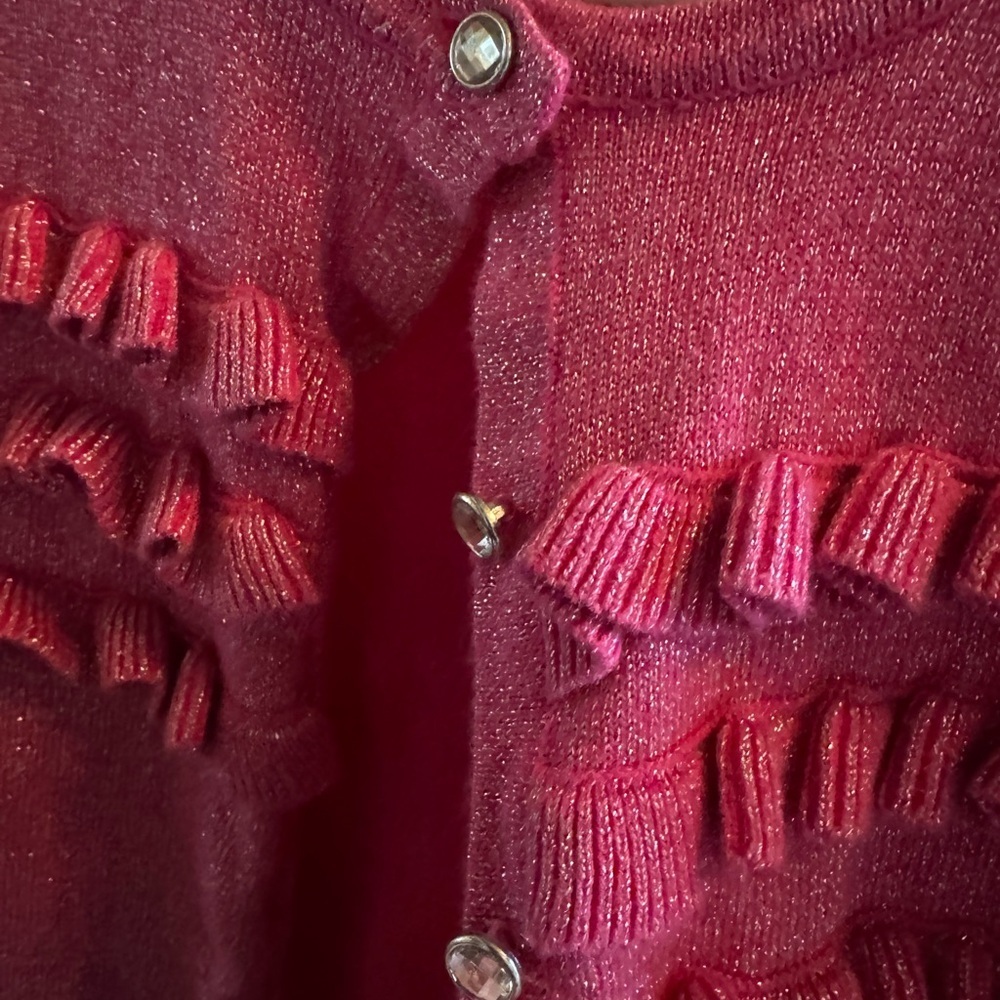 Origami Pink Sparkly Ruffle Sweater - Picture 5 of 6